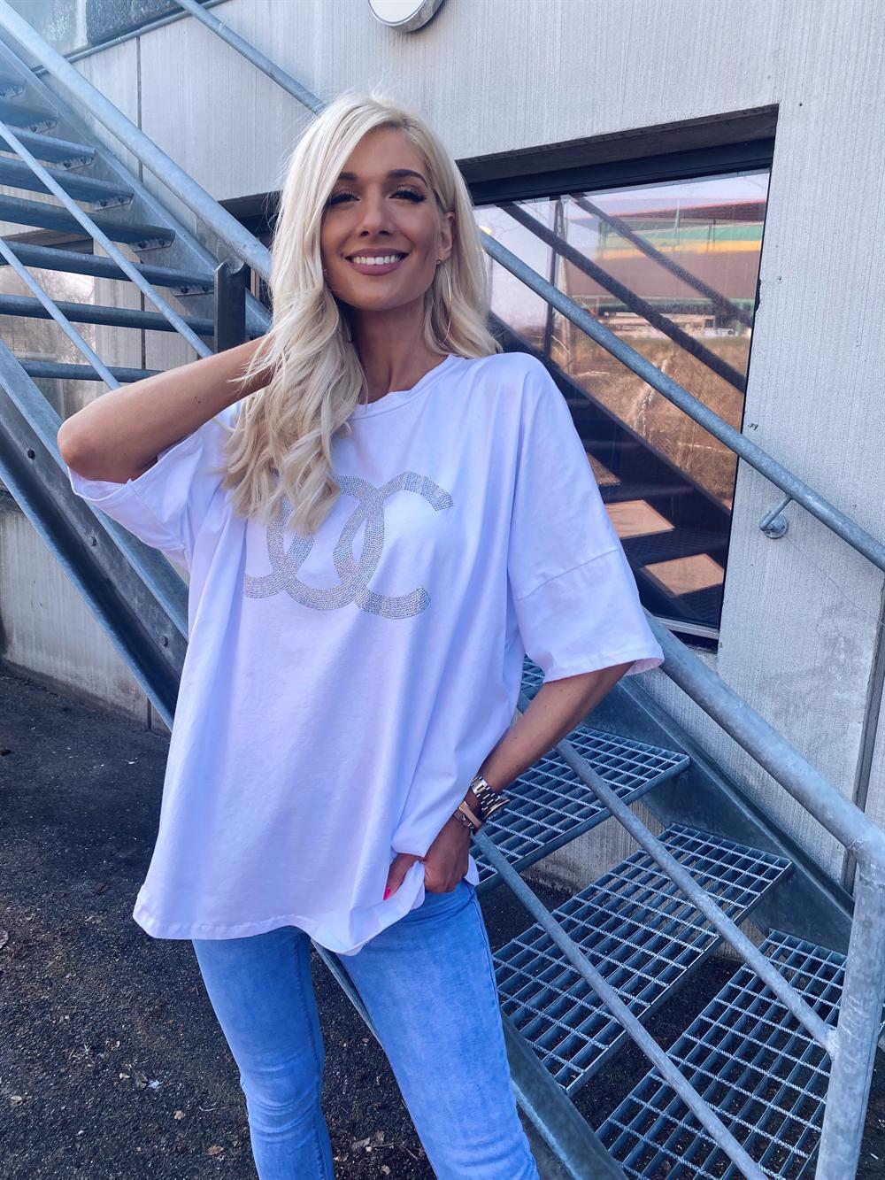 Suzan - T-shirt med imiterad remsa